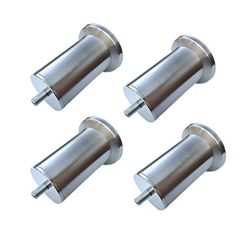 4 Stücke Möbelfüße Möbelbeine aus Edelstahl Tischbein aus gebürstetem Metall Stützfüße Sofa Runde Füße Kabinettfüße Dickes Material M10 Schraube Möbel Zubehör,Silber(7.8cm)