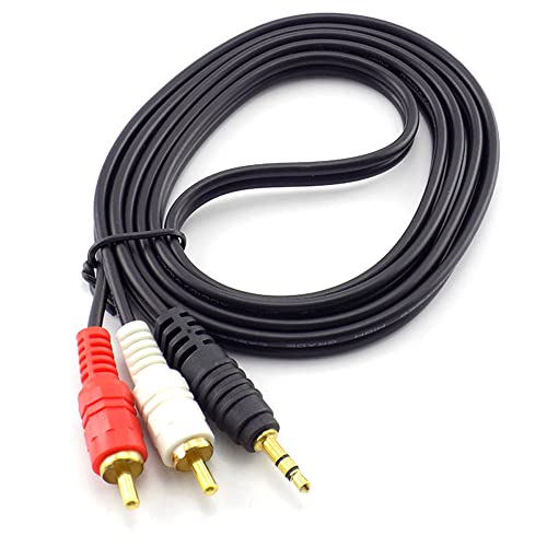 ezqnirk 1 stücke 1,5m 3m 5m 10m 3,5mm Plug Jack Anschluss bis 2 RCA männliche Musik Stereoadapter Kabel Audio AUX Line Geeignet für Handys TV-Klanglautsprecher,1.5m