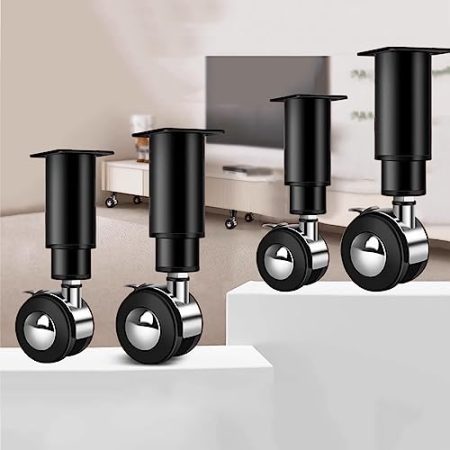 4 Stück Universal Möbelfüße,Schrank Caster Drehplatte Rollen Bürostuhl Stummgeschaltete Einstellbare Höhe für Fernsehschrank Sofa Lehrstuhl (12-18CM,Schwarz)