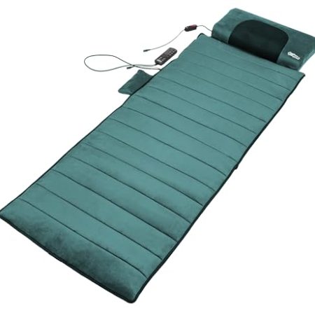 Genius eZwell Massageauflage Massagematte Ganzkörpermassage 65 x 190 cm für Rücken Beinen Nacken Fernbedienung, 5 Modi mit Wärmefunktion, Vibrationsmassagematte für Männer Frauen 3-TLG.