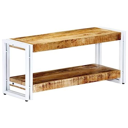 AJJHUUKI Outdoor-Möbel-TV-Schrank, 90 x 30 x 40 cm, massives Mangoholz-Möbel