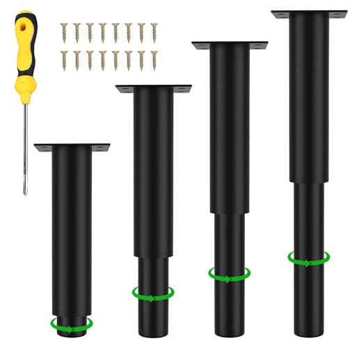4 Stück Möbelfüße Verstellbar,25-42cm Möbelfüße Schwarz,Verstellbare Möbelfüße,Möbelfüße Verstellbar Für Aofa Füße Möbelfüsse,Nachttisch,TV-Schrankfüsse,Belastbar Bis 800 KG,(Mit Schraubendreher)