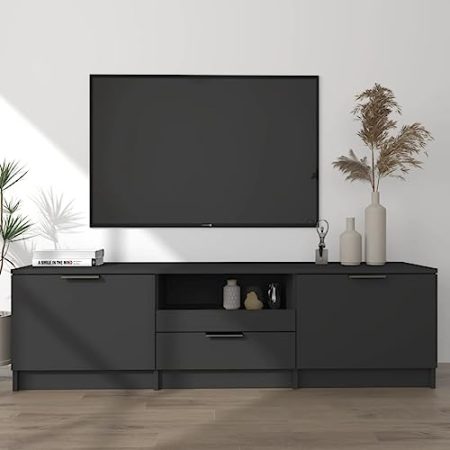 XGWKCNV Entertainment Centers & TV StandsTV Schrank Schwarz 140x35x40 cm Holzwerkstoff
