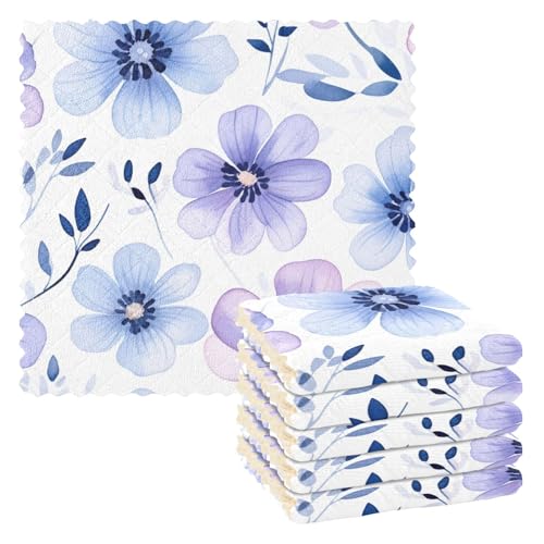 sanluoli Violette Aquarellblüten einfache Mikrofaser-Geschirrtücher, saugfähig, saugfähig, Küchenhandtücher, Geschirrtücher, Zubehör, Lappen, 27,9 x 27,9 cm