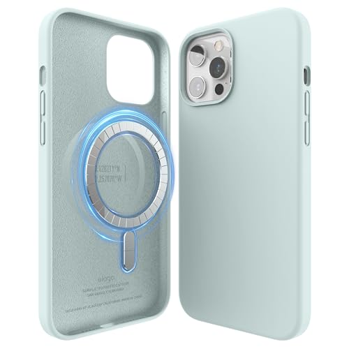elago Magnetic Silikon-Hülle Case Kompatibel mit iPhone 12 Pro Max 6,7 Zoll - Eingebaute Magnete, Kompatibel mit MagSafe Zubehör (Mint)