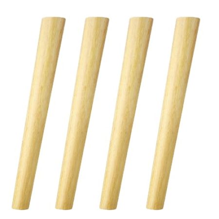 GSATREY 4 Stück Möbelfüße Holz, Massivholz Konisch Schräg Ersatz Tischbeine Mit Montageplatten & Schrauben, Möbelfüße Holz Schräg Für Schrank, Sofa, Couchtisch Und TV-Schrank(Yellow,6cm/2.4in)