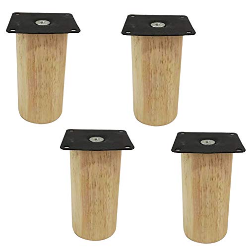 4er Set Möbelfüße aus Massivholz Gummiholz,Rundes TV Schrankbeine Sofafuss,Modern Kaffeetischbeine Möbelbeine,DIY-Ersatzbeine Bettfüße Nachttischbeine Küche Fuß,mit Montagezubehör (5cm/2")