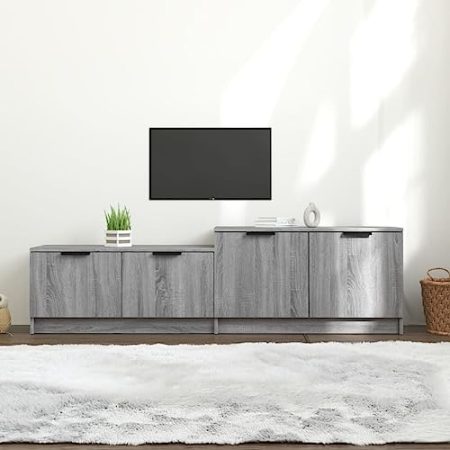 WKIEQACO Entertainment Centers & TV-Ständer, TV-Schrank, Grau, Sonoma, 158,5 x 36 x 45 cm, Holzwerkstoff