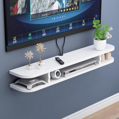 ZHENCHAO Schwebender TV-Ständerschrank YJ Schwebender TV-Ständerschrank Schwebendes Regal Wandhalterung TV-Schrank Multimedia-Aufbewahrungsregal Kabelbox Router DVD-Player (Größe: 60 cm, FA