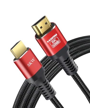 HDMI 2.1 Kabel 8K@60Hz 4K@120Hz 48Gbps, Ultra High Speed HDMI Kabel kompatibel mit PS5, Xbox, Samsung TV, LG TV (Rot, 10m)