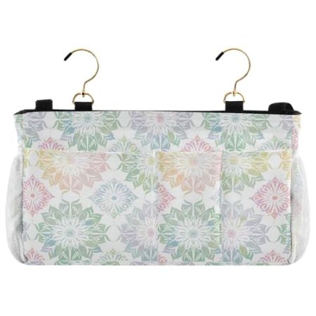 EtherSpher Elegante Nachttischtasche in Pastellfarben, Mandala-Design, Aufbewahrungstasche für Schlafsaal, Bett für TV-Fernbedienung, Handys, Zeitschriften, Tablets, Zubehör