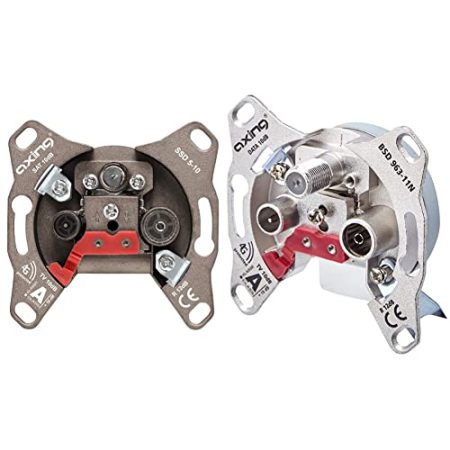 Axing SSD 5-10 Universal Sat Durchgangsdose mit 10 dB Anschlussdämpfung für Unicable-Systeme (SAT/TV/R) & BSD 963-11N Multimedia-Enddose 10 dB (Data/TV/R)