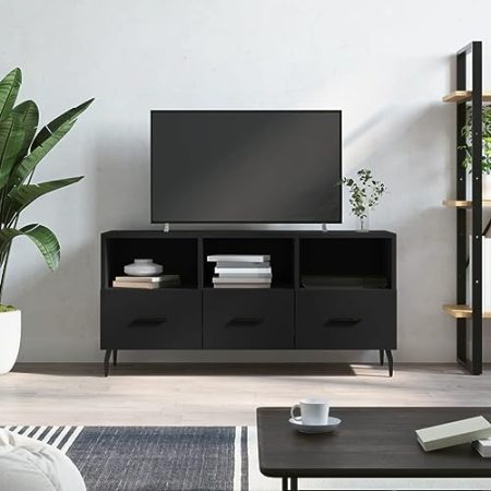 XGWKCNV Entertainment Centers & TV StandsTV Schrank Schwarz 102x36x50cm Holzwerkstoff