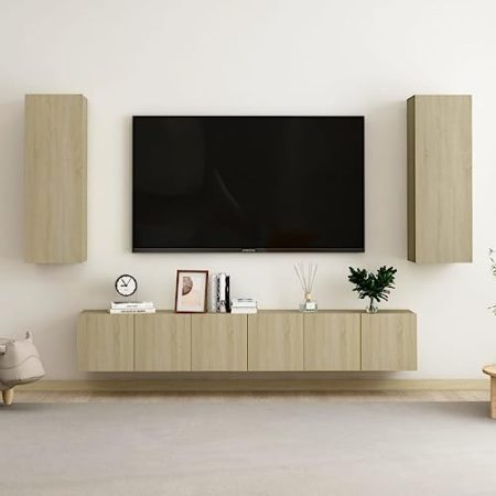 YITHOPI 5-TLG. TV-Schrank-Set Sonoma-Eiche Holzwerkstoff Büro-TV-Ständer TV-Schrank für das Schlafzimmer Wohnzimmer TV-Ständer für Büro, Wohnzimmer, Schlafzimmer