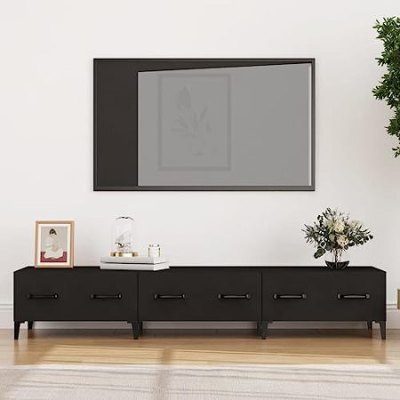 WSJHUHK Möbel, Unterhaltungszentren und TV-Ständer, TV-Schrank, Schwarz, 150 x 34,5 x 30 cm, Holzwerkstoff