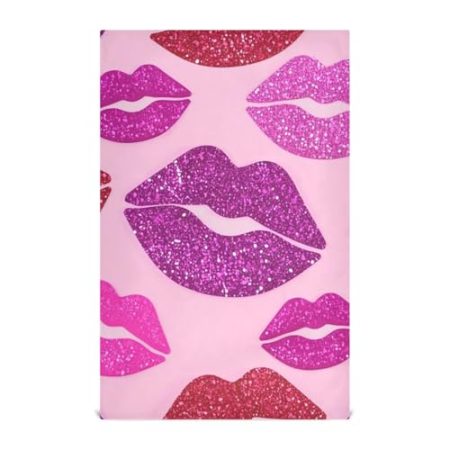Gefälschte Glitzer-Geschirrtücher, Cartoon-Lippe, modisch, rosa, dekorativ, für Küche, Frottee, Geschirrtuch, helles Zubehör, Reinigung, Martillo Para Cocina, 71,1 x 45,7 cm, 4 Stück