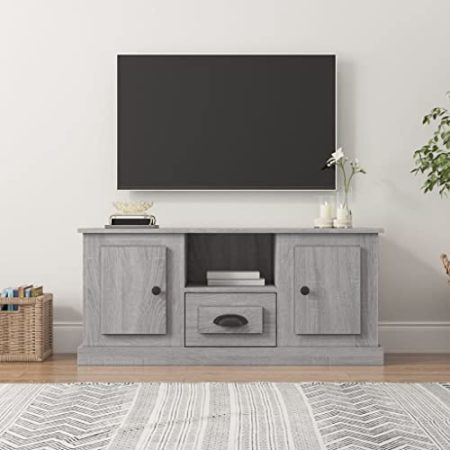 AJJHUUKI Entertainment Centers & TV Stands-TV Schrank Grau Sonoma 100x35.5x45cm Holzwerkstoff