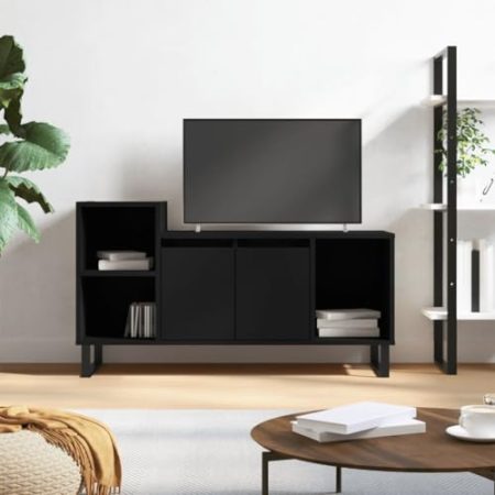 WKIEQACO Entertainment Centers & TV-Ständer, TV-Schrank, Schwarz, 100 x 35 x 55 cm, Holzwerkstoff