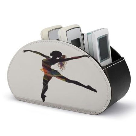 FZQVSWTX Fernbedienungshalter, A Dancer bedruckter PU-Leder-Fernbedienungs-Caddy Schreibtisch-Organizer mit 5 Fächern für Medien-Zubehör und Bürobedarf