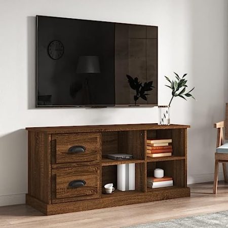 AJJHUUKI Entertainment Centers & TV Stands-TV Schrank Braun Eiche 102x35,5x47,5cm Holzwerkstoff