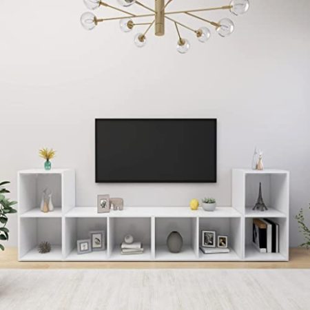 YITHOPI TV-Schränke 4 STK. Weiß 72x35x36,5 cm Holzwerkstoff Büro-TV-Ständer TV-Schrank für das Schlafzimmer Wohnzimmer TV-Ständer für Büro, Wohnzimmer, Schlafzimmer