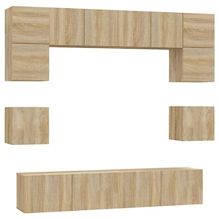 vidaXL TV Schrank Set 8tlg. Holzwerkstoff Schrankwand Wohnwand mehrere Auswahl