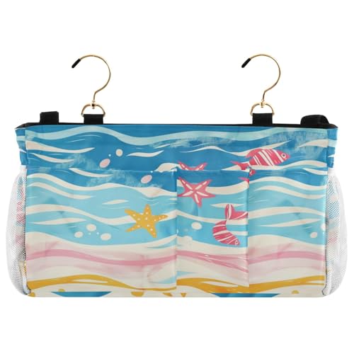 siphylline Nachttisch-Aufbewahrungs-Organizer, Nachttisch-Aufbewahrungstasche zum Aufhängen für TV-Fernbedienung, Handys, Zeitschriften, Tablets, Zubehör, Strand