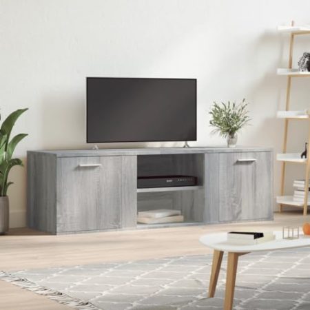 WKIEQACO Entertainment Centers & TV-Ständer, TV-Schrank, Grau, Sonoma, 120 x 34 x 37 cm, Holzwerkstoff