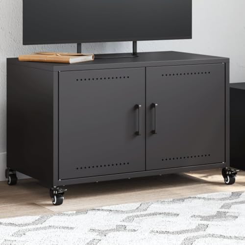 AJJHUUKI Outdoor-Möbel-TV-Schrank schwarz 68x39x43,5 cm Stahl-Möbel