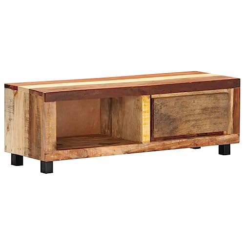 CINDERFUL TV-Schrank 100x30x33 cm Altholz Massiv,Retro TVSchrank aus massivem recyceltem Holz mit Schublade und Fach TV-Möbel, TV-Bänke