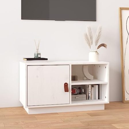 FSJIELW Home & Garden TV-Schrank Weiß 70x34x40 cm Massivholz Kiefer Möbel Wahl