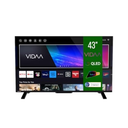 Toshiba Smart TV 43 Zoll QLED 43QV2363DA, VIDAA TV QLED 4K 43 Zoll, kompatibel mit Alexa, DVB-T2, LED-Technologie, Dolby Vision HDR10, HDMI 2.1