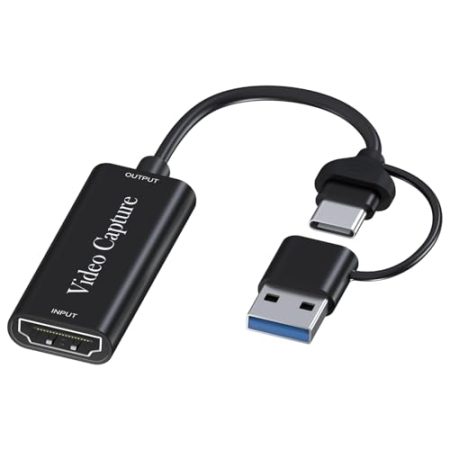Video Capture Card USB-A/USB-C 3.0 zu HDMI von MMOBIEL – 60FPS Max 4K In 1080p Out – Video Grabber, Aufnahmegerät, Streaming Zubehör – Content Creator Equipment – für PS5, PS4, Xbox, Switch, OBS usw.
