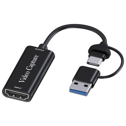 Video Capture Card USB-A/USB-C 3.0 zu HDMI von MMOBIEL – 60FPS Max 4K In 1080p Out – Video Grabber, Aufnahmegerät, Streaming Zubehör – Content Creator Equipment – für PS5, PS4, Xbox, Switch, OBS usw.