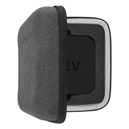 Geekria Shield Hülle Kompatibel mit 2021 Apple TV 4K (32GB / 64GB) Hülle, Ersatz Hartschale Reisetasche mit Platz für Fernbedienungen und Zubehör (Grau)