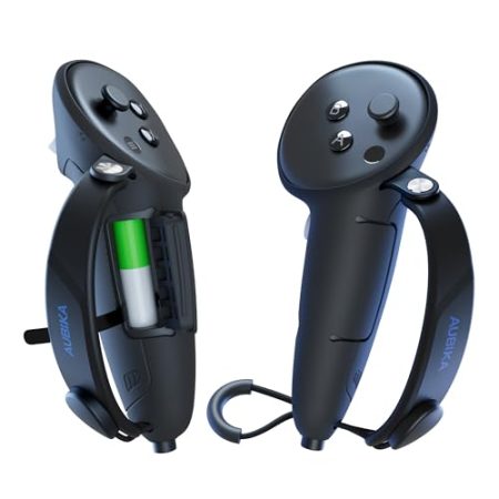 Aubika Controller-Griffabdeckung für Meta Quest 3S/ Oculus Quest 3 Zubehör, mit Batterieöffnungsabdeckung, Beschützer in VR (Schwarz)