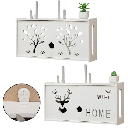 Modernes kabelloses Router-Rack für Wohnzimmer, große wandmontierte WiFi-Aufbewahrungsbox für die Organisation von TV-Zubehör (B)