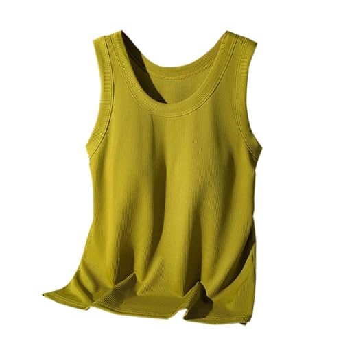 Damen-Tank-Top, lockere Passform, Fitnessstudio, Weste, Shirt, Tanktop für Damen, ärmelloses Oberteil mit BHs, Büstenhalter, gepolstertes Hemd, 2024, lässige Tank-Tops, lockere Passform,