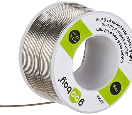 goobay 40844 Lötzinn bleifrei ø 1mm Lötdraht mit Flussmittel, 0.3 % Silber & 0.7 % Kupfer, 217 °C Schmelzpunkt, Löt Zinn bleifreies Löten, 100g