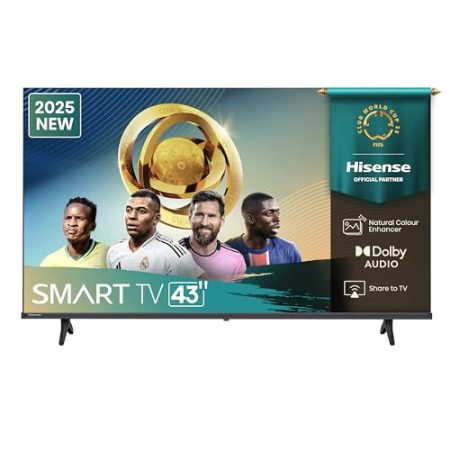 Hisense Smart TV 43" 4K Ultra HD 2025 43A6Q Smart TV VIDAA U8 Dolby Vision HDR 10 Game Mode Plus Alexa Built-in VIDAA Voice Tuner DVB-T2/S2 HEVC 10 Lativù 4K 43'' 2025 LED