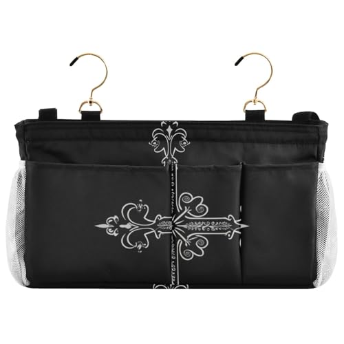 EtherSpher Nachttisch-Aufbewahrungstasche im Retro-Stil, für TV-Fernbedienung, Handys, Zeitschriften, Tablets, Zubehör, Schwarz