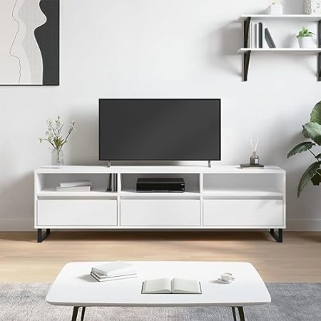 WSJHUHK Home-Entertainment Center & TV-Ständer, TV-Schrank, Weiß, 150 x 30 x 44,5 cm, Holzwerkstoff