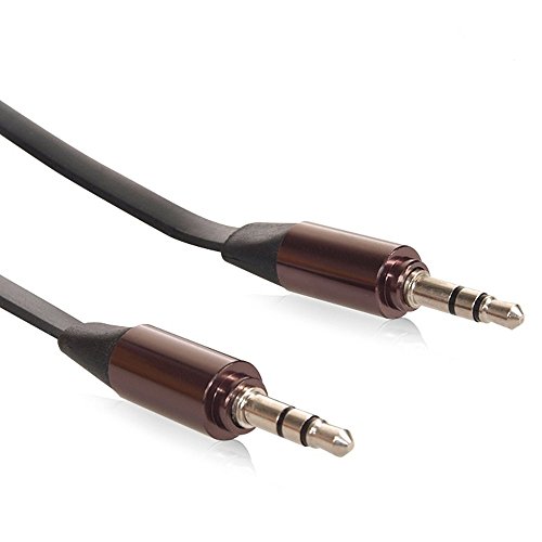 Maclean MCTV-695 B Flach Klinkenkabel Audio Kabel Flachkabel Adapter Jack 3.5mm Aux Audio Klinken Stecker (2m, Schwarz)