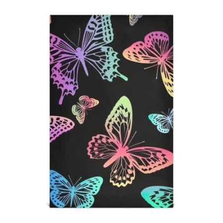 famyily Geschirrtücher, Motiv: Regenbogen-Safari-Schmetterlinge, schwarz, lustig, Mikrofaser, saugfähig, Küchentuch, Küchenhandtücher, Sommergewebe, Zubehör, 71,1 x 45,7 cm, 4 Stück