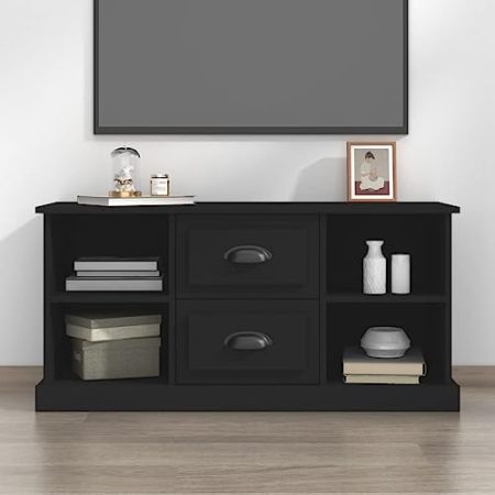 WKIEQACO Entertainment Centers & TV-Ständer, TV-Schrank, Schwarz, 99,5 x 35,5 x 48 cm, Holzwerkstoff
