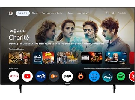 Grundig 50 VOE 85 Q TV 50 Zoll (126 cm) QLED TV, VPI 1800, Google TV, 4K UHD, Dolby Vision, HDR10+, Motion Picture Improvement, Chromecast Built-in, Bluetooth, Smart TV, Schwarz