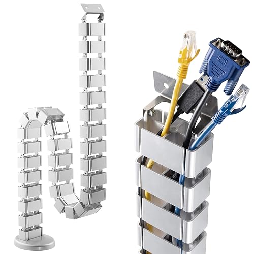 RICOO Kabelkanal Universal Kabel Management für Höhenverstellbarer Schreibtisch Kabelführungssystem Z0101-S Länge 128 cm Flexibel Wirbelsäule Kabelrinnen Leitungskanal Kabelschlauch Kabelführung