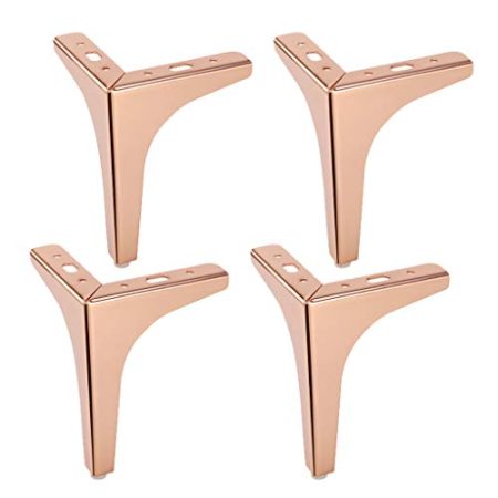 4 MöBelfüße Möbelbeine Ersatzfußmöbelhalterung Fuß Roségold Eisenbett Fußsofa Nachttisch Küchenfuß Werkbank Tischfuß, DIY Eisenwaren Möbel-Zubehör(10cm)