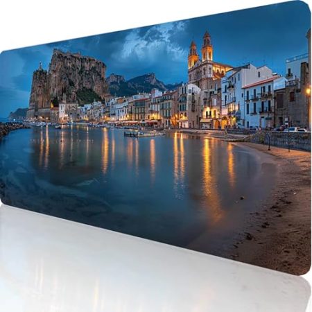 Gaming Mauspad Blau Motiv, Landschaft Mousepad XXL 600x300x3mm, Wasserfest Anti-Rutsch Schreibtisch Mouse Pad verbessert Präzision und Geschwindigkeit, Gaming Zubehör für Office Zimmer Deko 4-T-V
