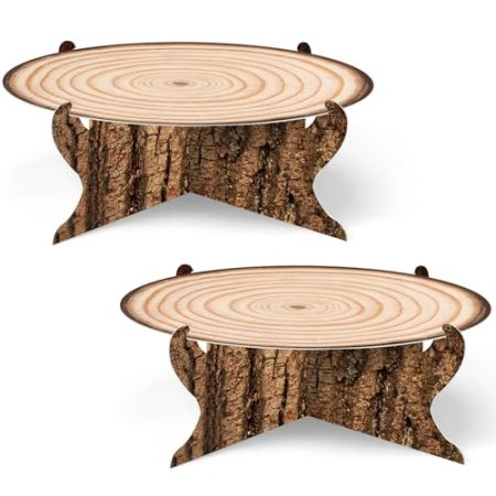 Zopeal Cupcake-Ständer aus Holz mit Waldmotiv, Dekoration, Western-Kuchenhalter, Camping-Kuchenhalter für Wald, Babyparty, Dekoration, Wald, Safari, Geburtstagsparty, Zubehör (klassisch), 2 Stück